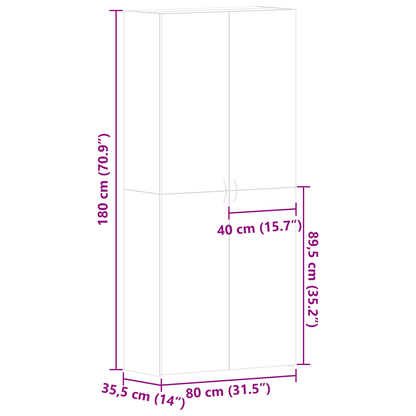 Skoställ Svart Ek Skoskåplaminat 80x35,5x180 cm