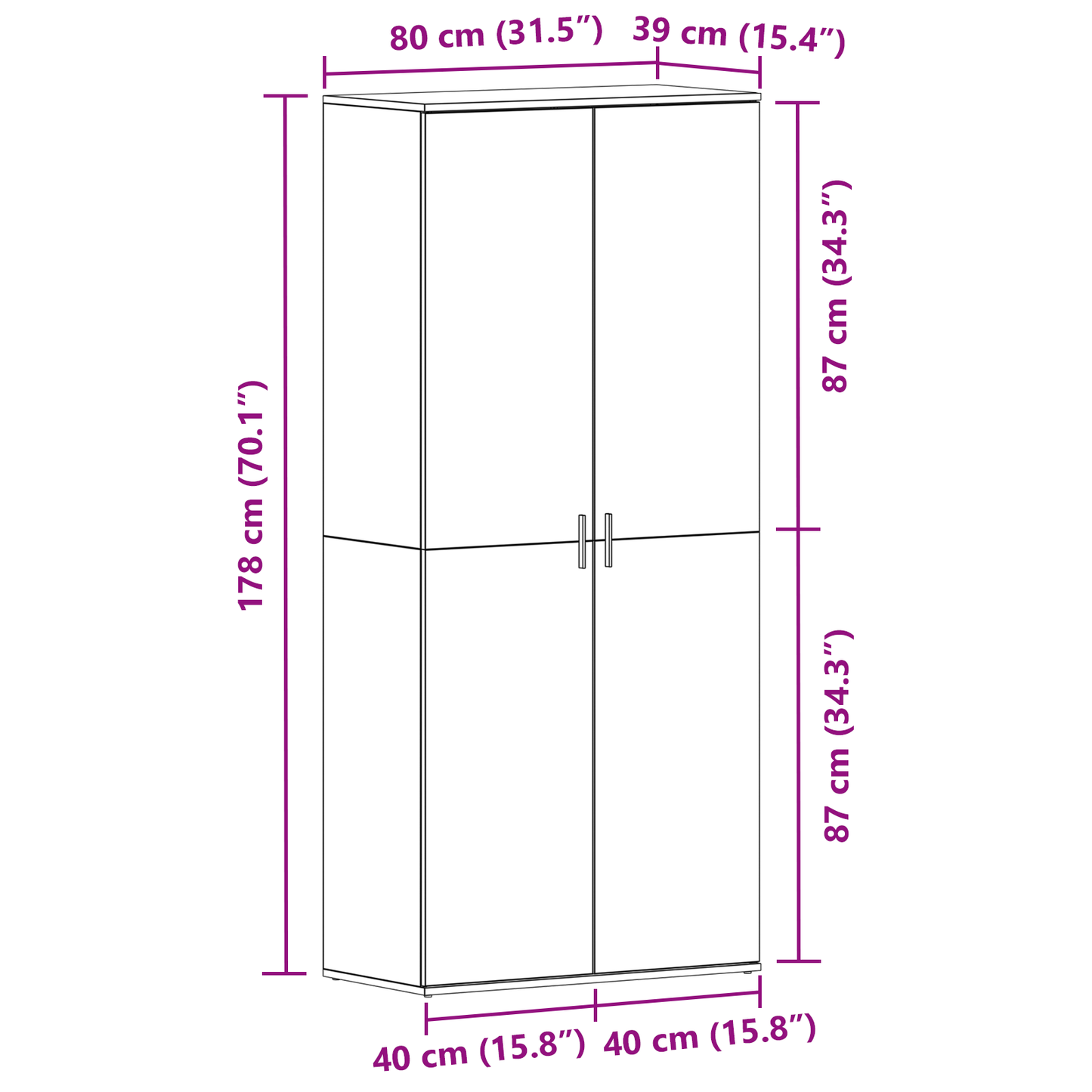 Skoställ Svart Skoskåp 80x39x180 cm