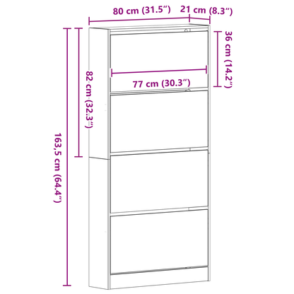 Skoställ Åldrat Trä Trä 80 x 21 x 163.5 cm
