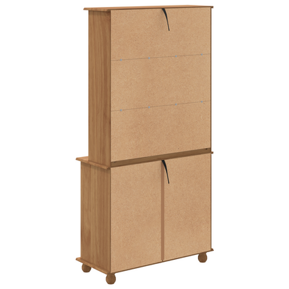 Byrå Brun med överdel 'ASKIM' Honung 91x40x183 cm Massivt Trä Furu