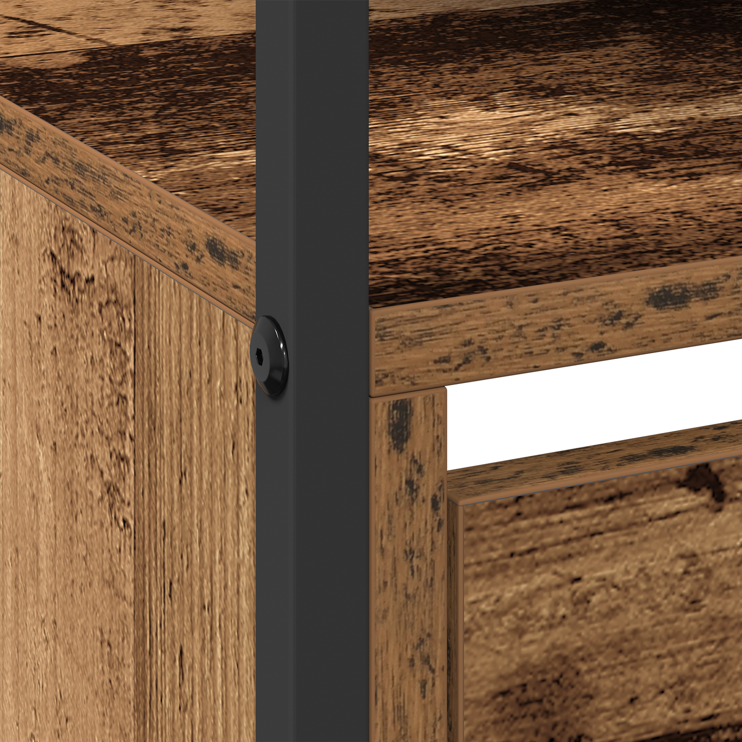 Skoställ Åldrat Trä med 4 Flip-Lådor 100x34x112 cm