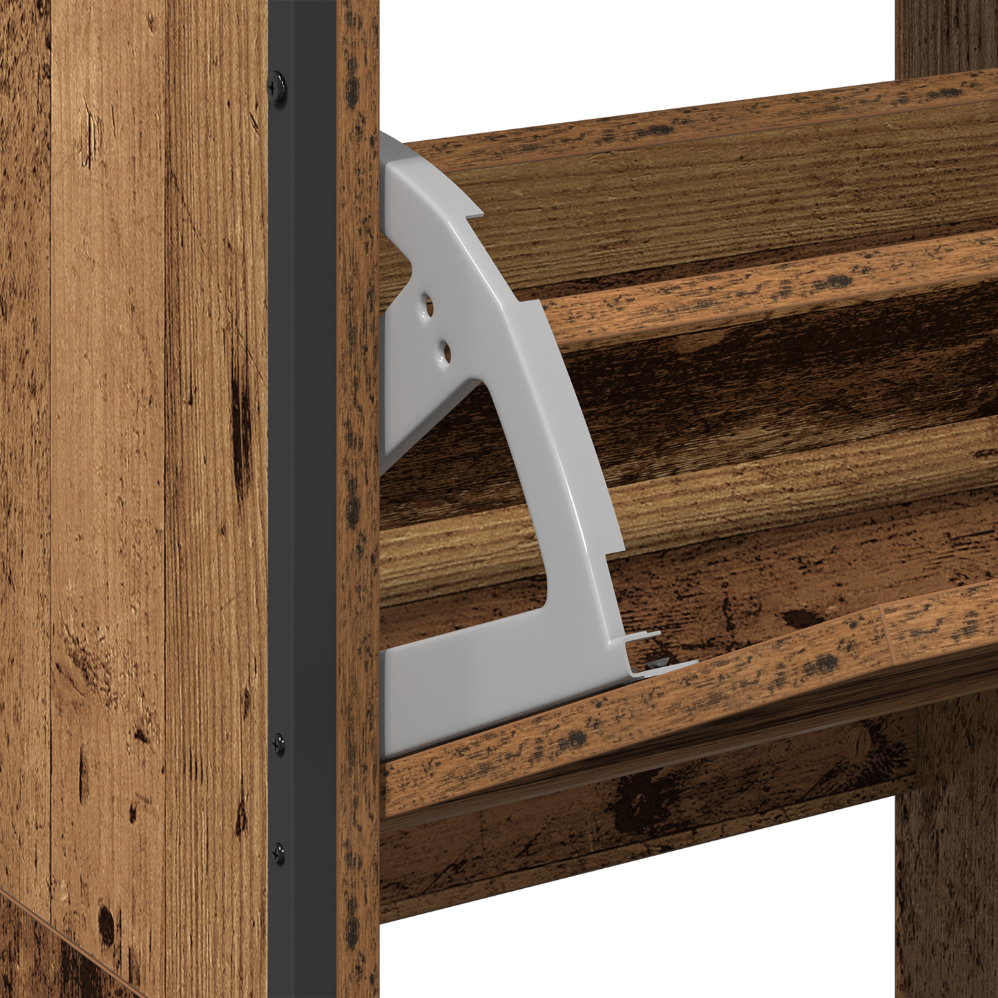 Skoställ Åldrat Trä med 4 Flip-Lådor 100x34x112 cm