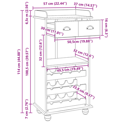 Vinställ "ASKIM" med 12 Flaskhållare Vit Massivt Trä Tall